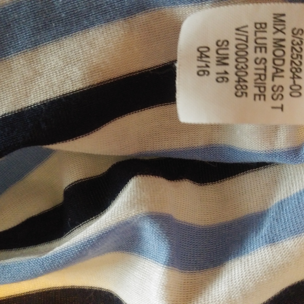 GAP Body M Short Sleeved Black Blue White Striped Top - Picture 5 of 7